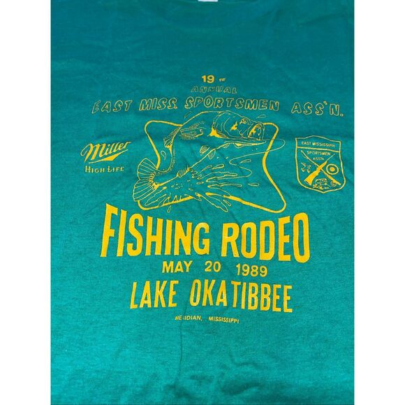 Vintage Lake Okatibbee Rodeo 1989 Fishing Shirt XL - Picture 2 of 7